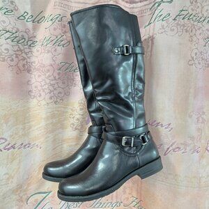 Black Leather Knee-High Boots